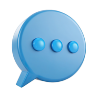 Glossy Blue Speech Bubble with Three Dots Icon on a Transparent Background png