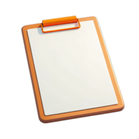 Orange Clipboard with Blank White Paper on a Transparent Background Mockup Design png