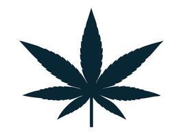 Isolated cannabis leaf silhouette in dark teal color against a plain white background vector