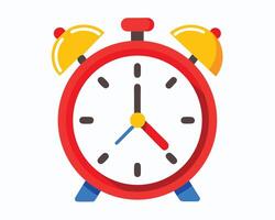 Colorful illustrated alarm clock showing five oclock a graphic design icon perfect for scheduling and planning vector