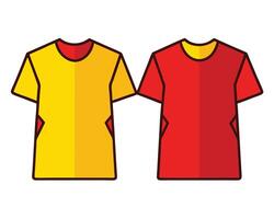 Two simplified brightly colored graphic illustration style t shirts isolated on a white background vector