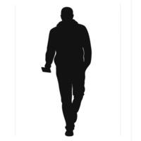 Silhouette of a man walking towards the viewer in casual clothing isolated design vector