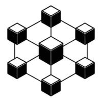 Abstract illustration of interconnected cubes representing networks data or blockchain technology. vector