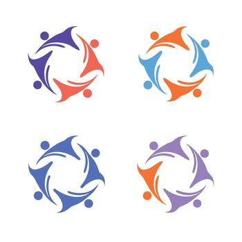 Abstract logos of people in a circle illustrating community connection and teamwork vector