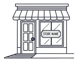 A simple illustration of a storefront with awning and space for store name display. vector