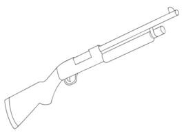 illustration of a simple outline drawing of a pump action shotgun vector