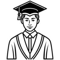 illustration of a graduate wearing a cap and gown celebrating academic achievement vector