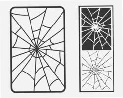 Broken glass screen or screen protector illustration featuring cracks and shattered spiderweb design vector