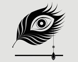 Abstract illustration featuring a stylized eye within a feather and a symmetrical design element vector