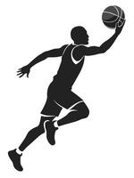 illustration of a basketball player about to shoot the ball during a game. vector