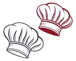 Two stylized chef hats in different colors representing culinary professionals and cooking vector