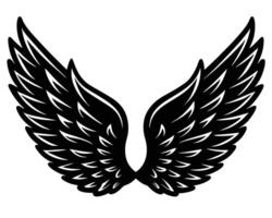 Elegant black angel wings illustration isolated on white background ideal for design elements vector