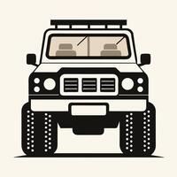 Front view illustration of a stylized off road vehicle ready for adventure and exploration. vector