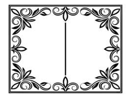 Elegant decorative flourish frame with corner floral elements in a monochromatic black and white design vector