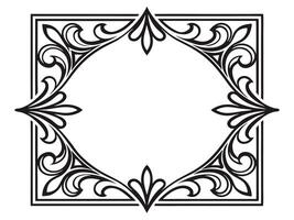 Elegant decorative black floral frame with ornate scrollwork and blank central space on white background vector