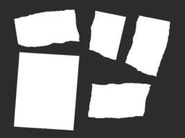 White torn paper pieces with rough edges on a dark gray background abstract design vector