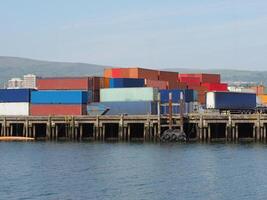 many containers at port photo