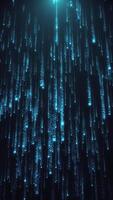 Matrix style futuristic background with cascading streams of glowing blue digital computer code. Cybersecurity and hacking concept. Full HD and looping vertical cyber technology background. video