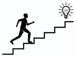 Person climbing steps toward bright idea representing achievement and success concepts vector
