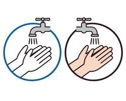 Illustration of hand washing with water from a faucet to demonstrate proper hygiene practices vector