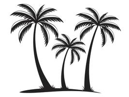 Silhouette of three palm trees on a white background representing summer tropical vibes vector
