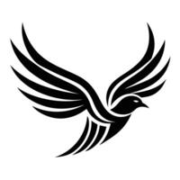 Black and white bird silhouette illustrating freedom and movement against a white background vector