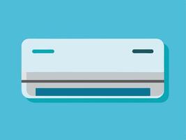 Flat minimalist illustration of a modern air conditioner unit on blue vector