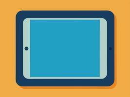 Flat design illustration of a digital tablet on a vibrant orange background vector