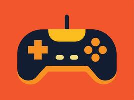 Flat design illustration of a retro gaming controller with orange background vector