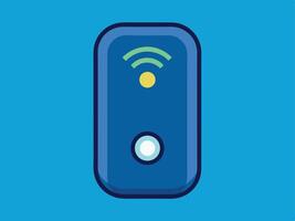 Flat illustration of a modern wifi router on a blue background vector