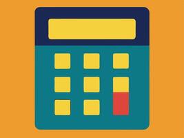 Flat design calculator icon on a vibrant orange background for financial concepts. vector