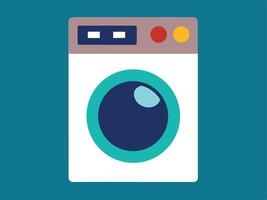 Flat design illustration of a washing machine on a teal background vector