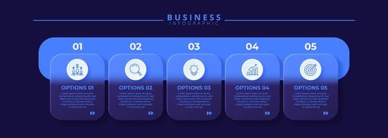 Infographic label design template featuring icons and five distinct step vector