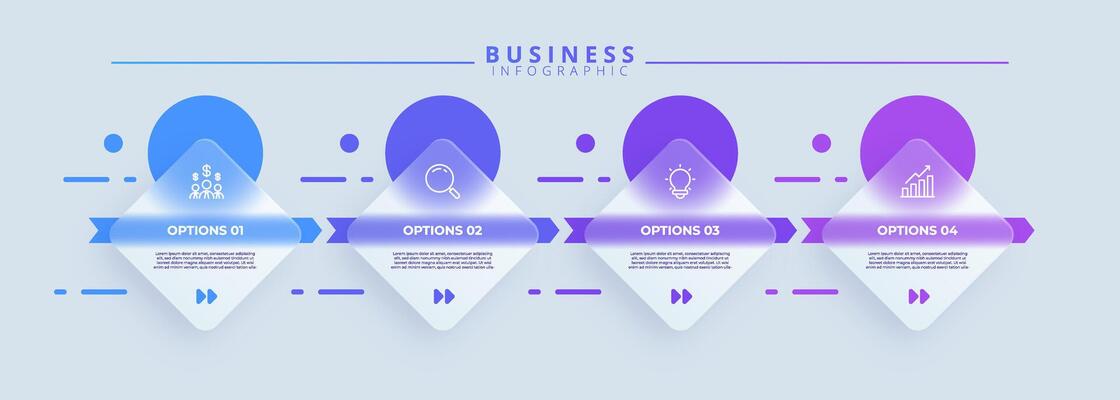 Infographic labels with icons and 4 options or steps. Suitable for process diagrams, presentations, workflow layouts, banners, flow charts, and infographics