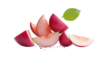 Sparkling Red Apple Slices on Transparent Background png