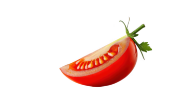 Closeup of a Juicy Red Tomato Slice on Black Background png