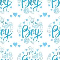 Seamless pattern with hand drawn elements for baby shower. vector