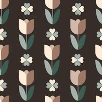 Floral Minimalist Geometric Mid Mod Seamless Pattern vector