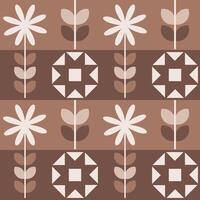 Floral Minimal Geometric Mid Mod Seamless Pattern vector