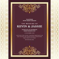 Elegant Golden Bordered Invitation Card with Decorative Ornamental Elements vector