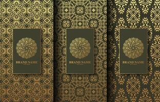 Ornate Golden Decorative Damask Pattern Texture Card for Brand Presentation vector