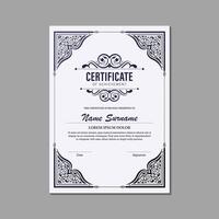 Elegant certificate template with decorative ornaments, flourishes, and an ornate frame. vector