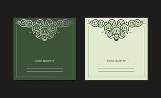 Elegant Circular Ornament Invitation Card Design with Green and Beige Color vector