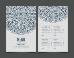 Flat Menu Layout with mandala Element vector