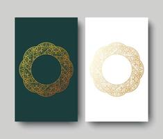 Elegant Golden Line Circle Frame Design on Dark and White Card vector