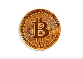 Close up view of a Bitcoin coin featuring intricate designs and digital currency attributes on a clean background. vector