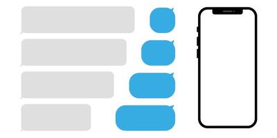 Message speech bubble for text on phone. Conversation chat mockup for mobile phone vector