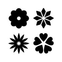 Simple black flower icon set vector