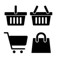 simple shopping cart icon set vector