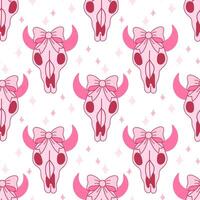 Pink Skull with Bow Pattern for Western Vibe vector